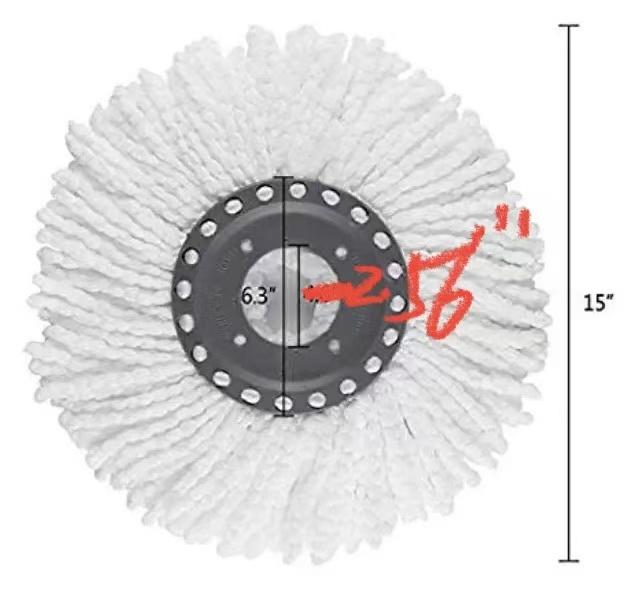 Spin mop, MOP HEAD Replacements -150G-2.56"-6.3"-15"(6.5-16-36CM)