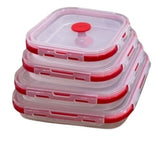 FOLDABLE SILICONE LUNCHBOX 4PCS-RED