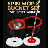 Floor Magic Spin Mop Bucket with Wringer Microfibre Heads Plastic
