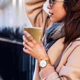 12 oz Coffee Cups, Disposable Corrugated Insulated Ripple Wall Paper Coffee Cups for Hot or Cold Drinks