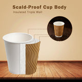 12 oz Coffee Cups, Disposable Corrugated Insulated Ripple Wall Paper Coffee Cups for Hot or Cold Drinks