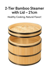 2-TIERS BAMBOO STEAMER WITH LID-21CM