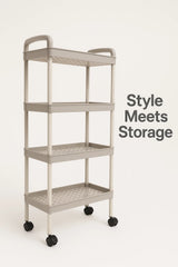 PLASTIC TROLLEY-4 LAYER-BLACK (30X20X80CM)