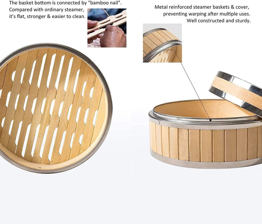 2-TIERS BAMBOO STEAMER WITH LID-21CM